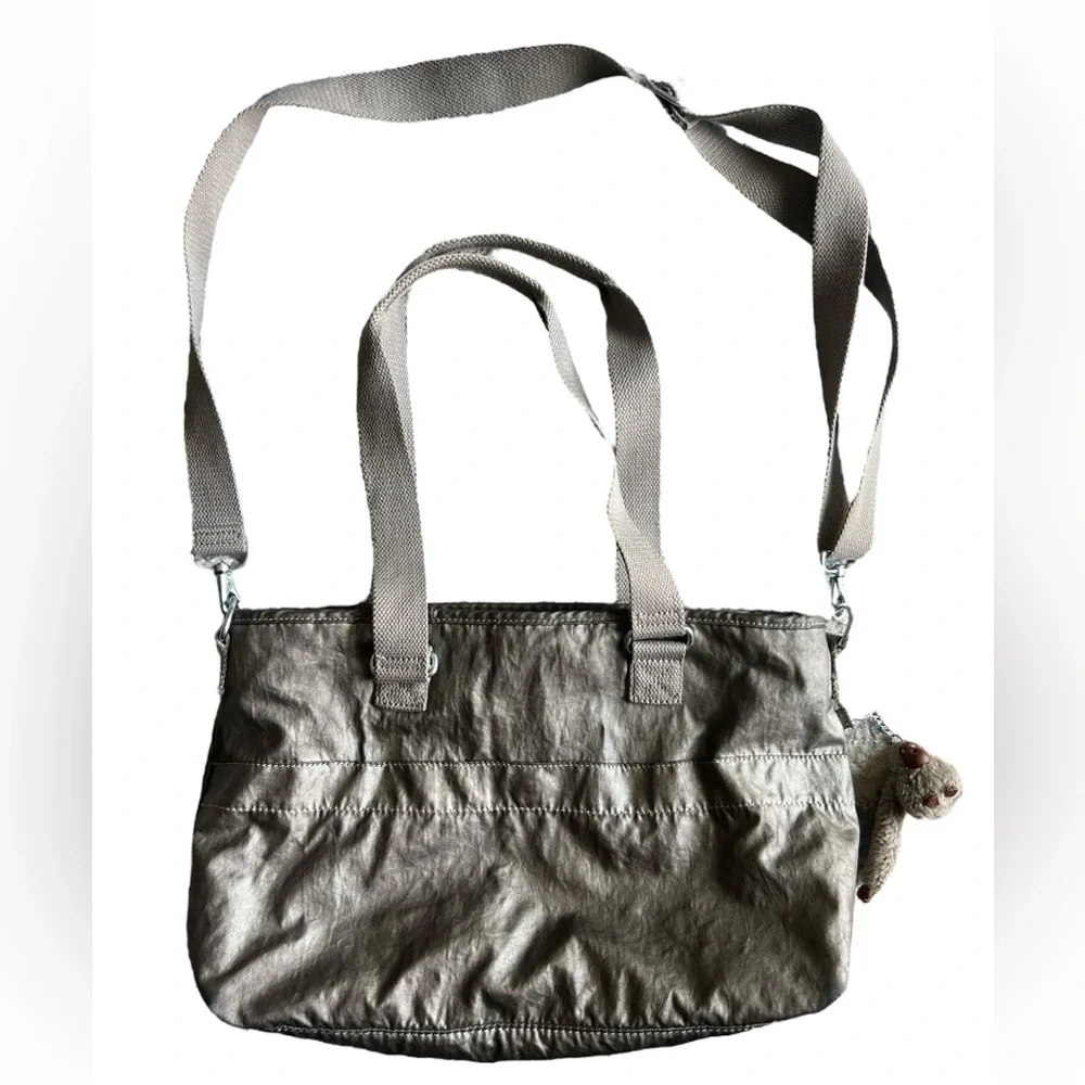 Kipling Angela medium shoulder bag Stylish Metallic with furry monkey Mary